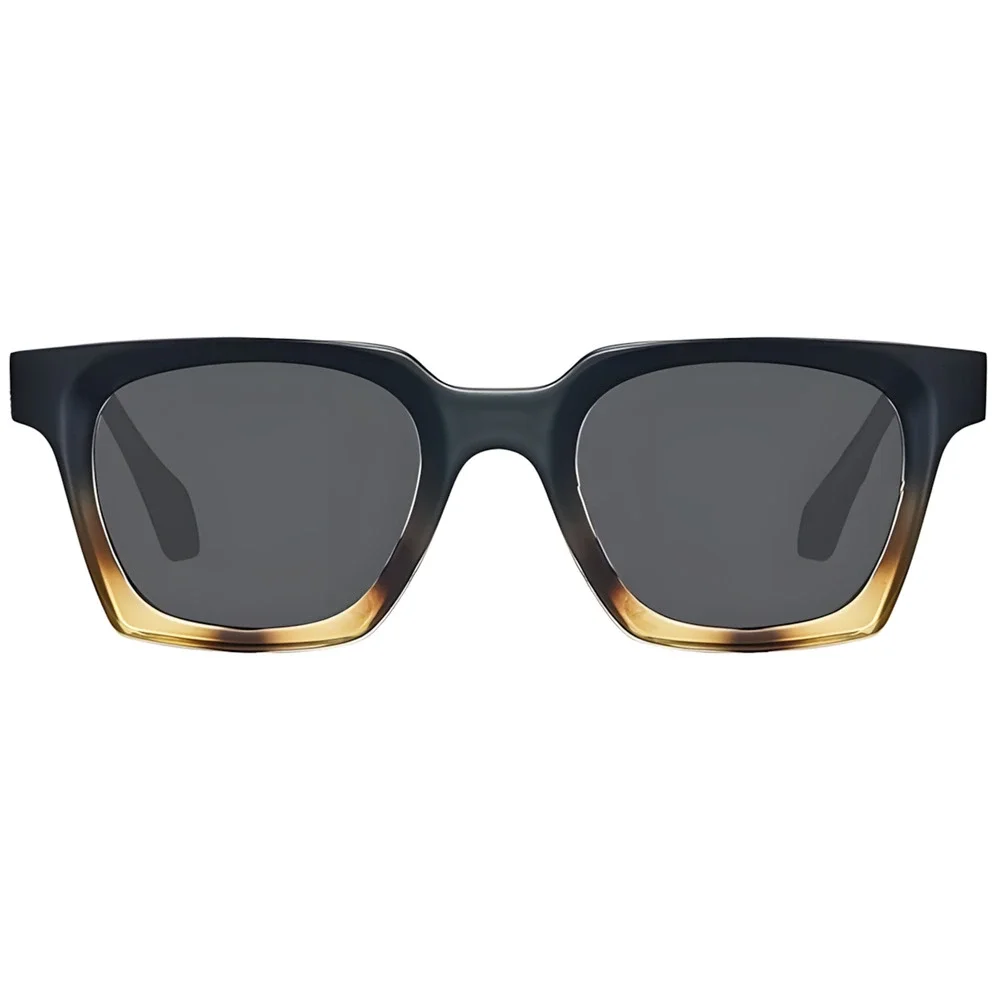Stylish Black Amber Acetate Square Sunglasses Polarized Grey Lenses UV400 - Picture 5 of 5